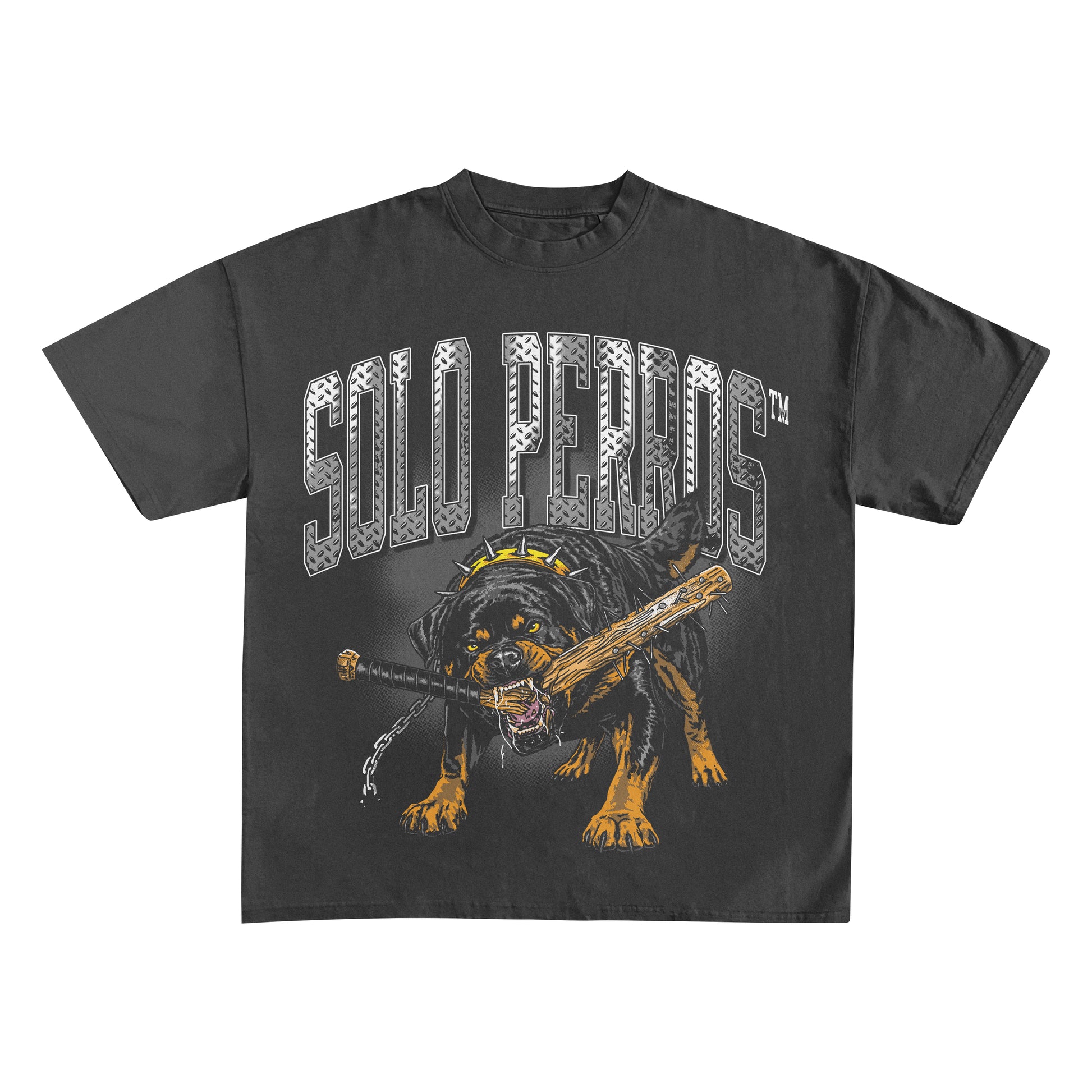 Oversized Premium T-Shirt SOLO PERROS Rottweiler Breaking Bat
