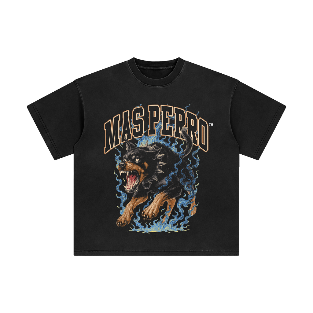 Oversized Premium T-Shirt (MAS PERRO DOBERMAN PINSCHER BLUE FLAMES)