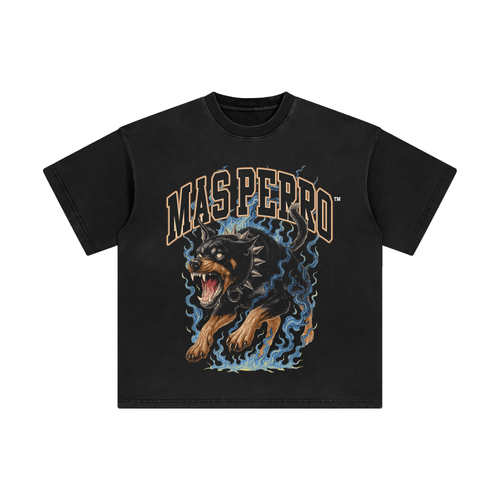 Oversized Premium T-Shirt (MAS PERRO DOBERMAN PINSCHER BLUE FLAMES)