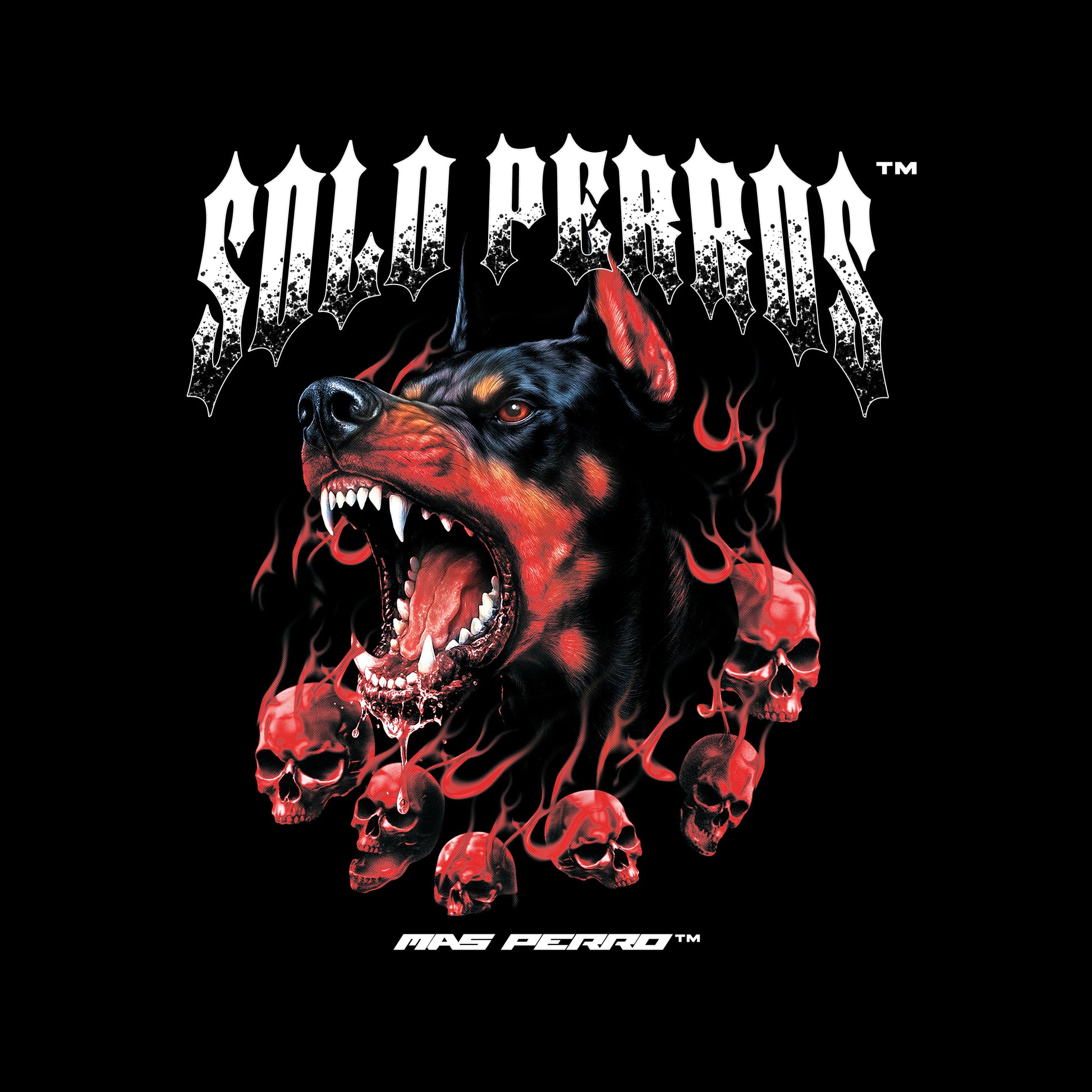 Oversized Premium T-Shirt (SOLO PERROS SKULLS, FLAMES AND DOBERMAN PINSCHER DOG)