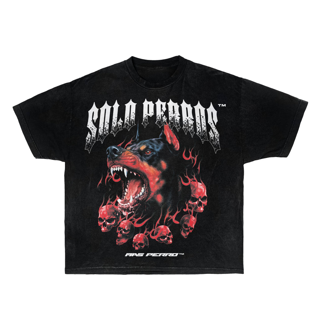 Oversized Premium T-Shirt (SOLO PERROS SKULLS, FLAMES AND DOBERMAN PINSCHER DOG)