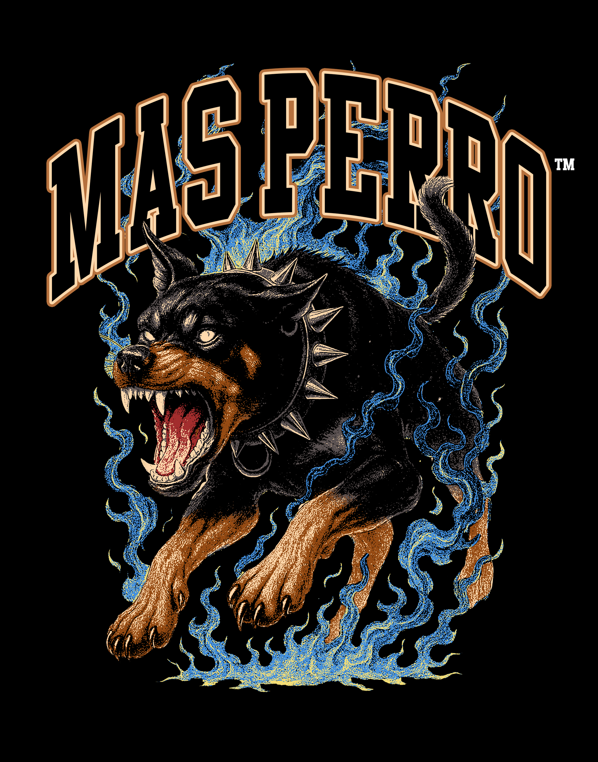 Oversized Premium T-Shirt (MAS PERRO DOBERMAN PINSCHER BLUE FLAMES)