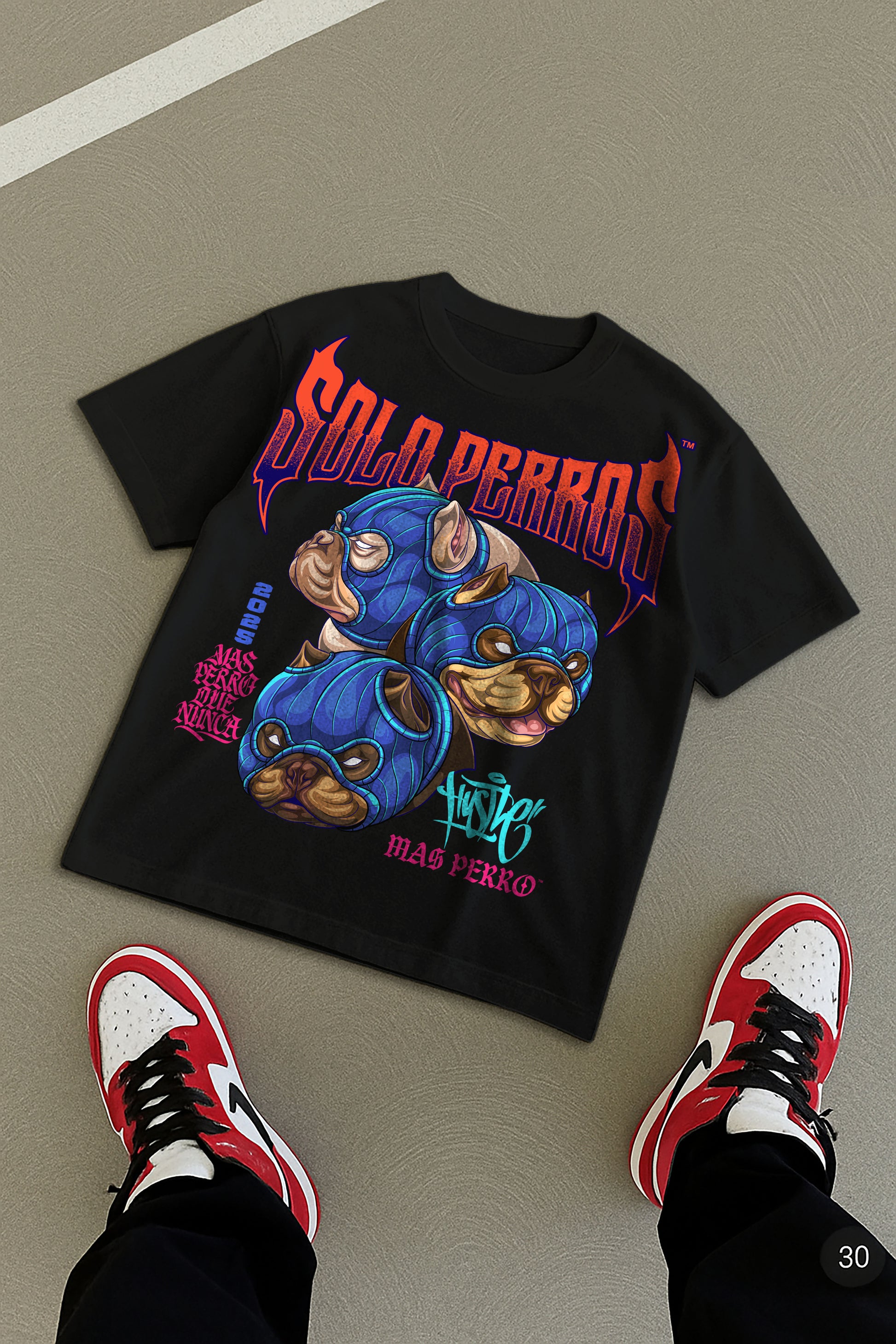 Oversized Premium T-Shirt SOLO PERROS BULLY SKIMASK